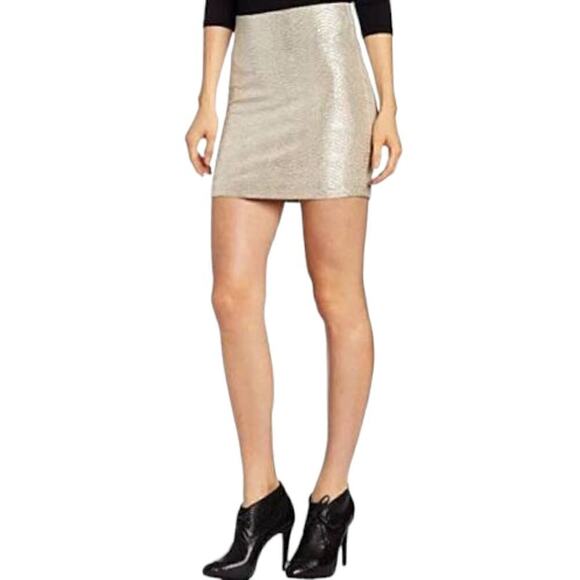 BCBGeneration Metallic Silver Textured Straight Pencil Mini Skirt Size M Medium - Picture 1 of 6